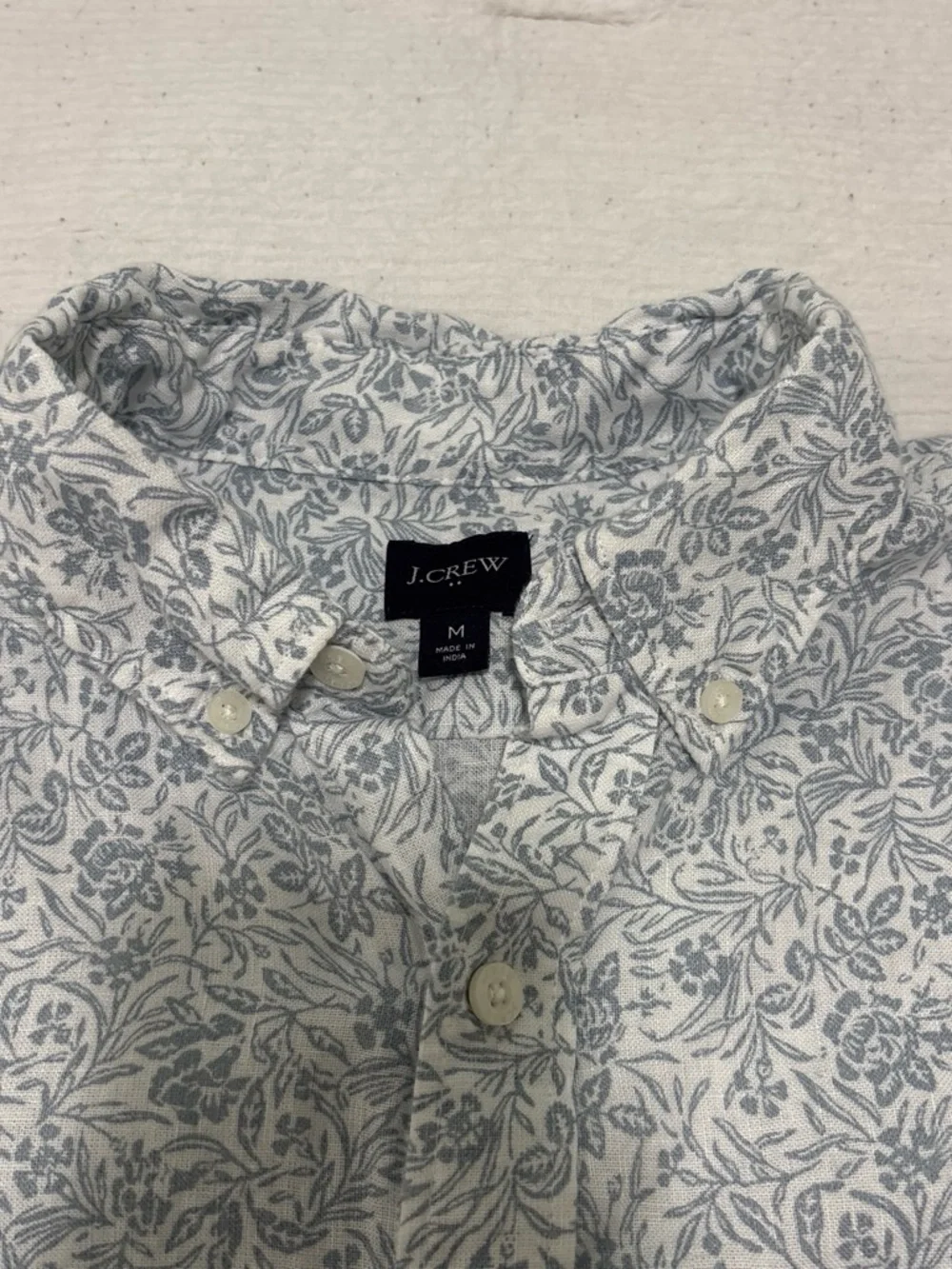 J. Crew Men's Short Sleeve Floral Button-Down in Pale Blue and White